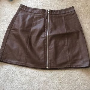 Brown leather skirt